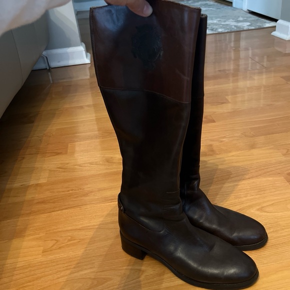 Etienne Aigner Boots Womens Size 8 Brown Tall Riding Zipper - Picture 12 of 13